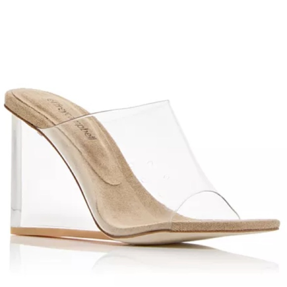 Jeffrey Campbell Clear and Tan Wedges